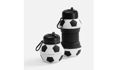 Складная бутылка для воды Football Flex, белая с черным