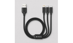 Дата-кабель 3 в 1: micro USB, USB-C, Ligthning, алюминий, 1.2м, черный, Deppa