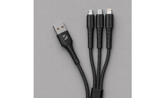 Дата-кабель Armor 3 в 1: micro USB, USB-C, Ligthning, 1.2м, черный, Deppa