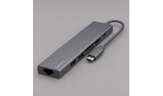 USB Type-C хаб 7-в-1, HDMI, Power Delivery, 2xUSB 3.0, RJ45, microSD/SD, графит, Deppa