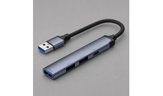 USB-хаб USB-A 3.0 + 2xUSB-A 2.0 + USB-C, серый, Deppa
