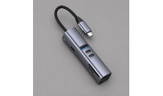 USB-хаб 7 в 1 USB-C - USB-A3.0 + 2хUSB-C + USB-C PD100Вт + HDMI + SD + microSD, серый, Deppa