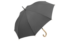 Зонт-трость 1134 Okobrella с деревянной ручкой и куполом из переработанного пластика, серый