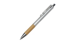 Ручка металлическая шариковая "Sleek", серебристый/бамбук