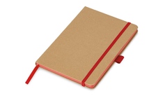 Блокнот A5 "Sevilia Color", твердая обложка из крафта, 80 листов, цветной срез и форзац, натуральный/красный