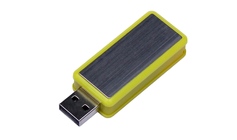 USB-флешка промо на 32 Гб прямоугольной формы, выдвижной механизм, желтый
