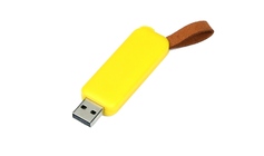 USB-флешка промо на 4 Гб прямоугольной формы, выдвижной механизм, желтый