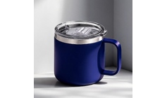 Кружка стальная Alaska с крышкой слайдером, powder coating, синий