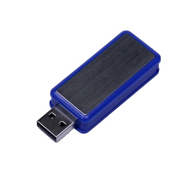 USB-флешка промо на 64 Гб прямоугольной формы, выдвижной механизм, синий